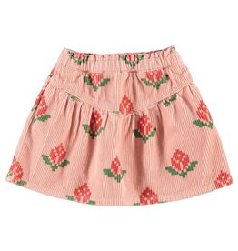 Piupiuchick Short Skirt | Pink W/ Big Flowers aw26