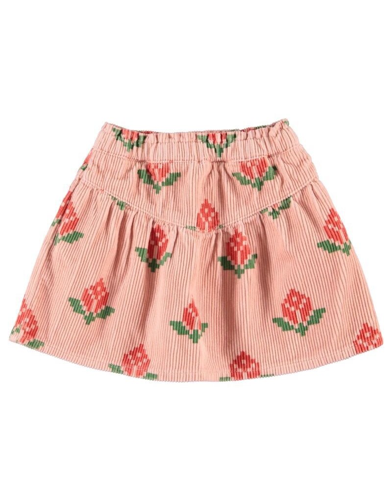 Piupiuchick Short Skirt | Pink W/ Big Flowers aw26