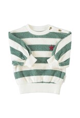Piupiuchick Sweatshirt | Ecru & Green Stripes W/ "Piupiuchick" Print aw26