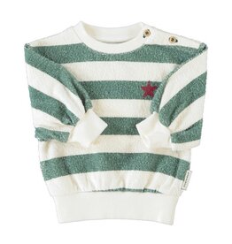 Piupiuchick Sweatshirt | Ecru & Green Stripes W/ "Piupiuchick" Print aw26