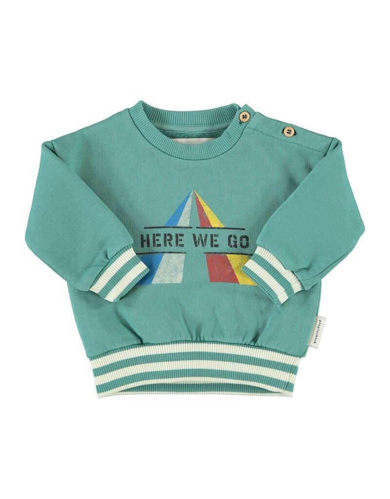 Piupiuchick Sweatshirt | Green W/ "Here We Go" Print aw26