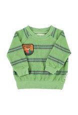 Piupiuchick Terry Cotton Sweatshirt | Green W/ Double Stripes aw26