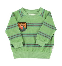 Piupiuchick Terry Cotton Sweatshirt | Green W/ Double Stripes aw26