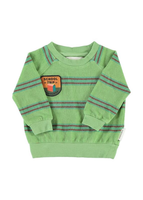 Piupiuchick Terry Cotton Sweatshirt | Green W/ Double Stripes aw26