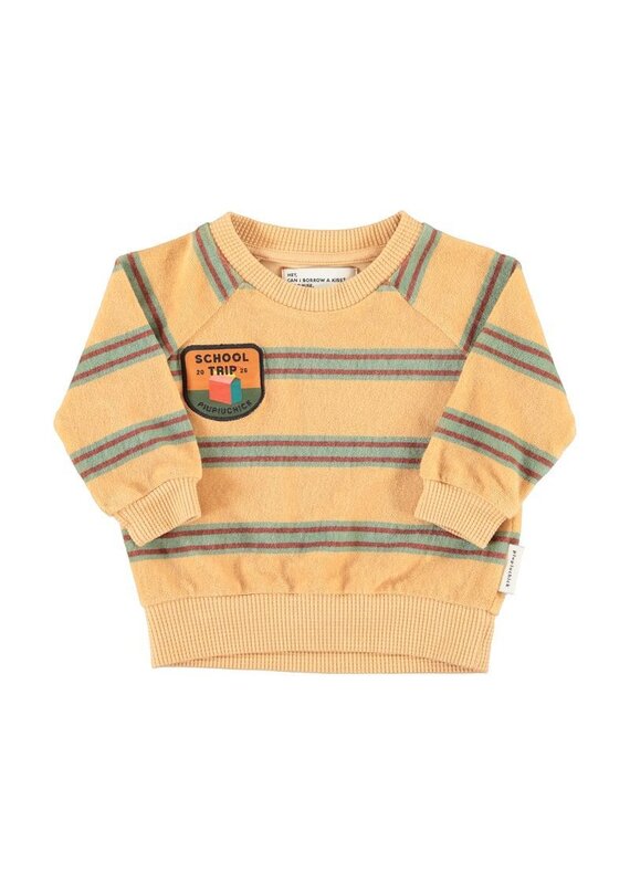 Piupiuchick Terry Cotton Sweatshirt | Sand W/ Double Stripes aw26
