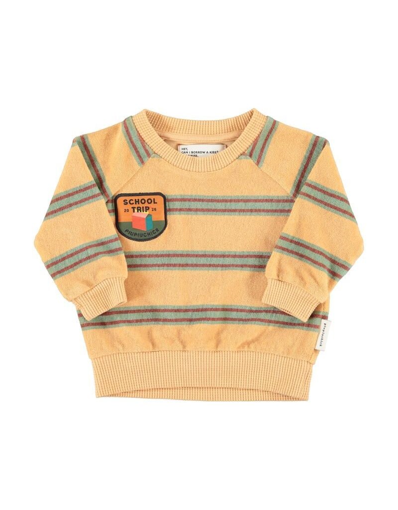 Piupiuchick Terry Cotton Sweatshirt | Sand W/ Double Stripes aw26