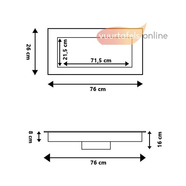 Easy Fires Einbaubrenner 76x26cm.