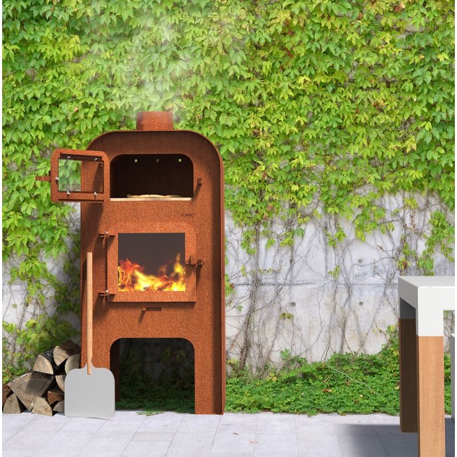 Gartenkamin Forno Gap XL mit Tür und Pizzaofen