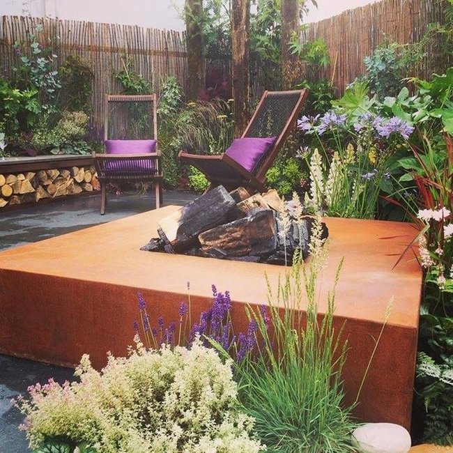 Forno Feuertisch Cortenstahl quadratisch inkl. Grillrost