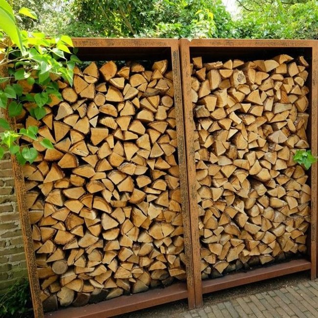 Forno Holzlager Cortenstahl 120x40x180cm.