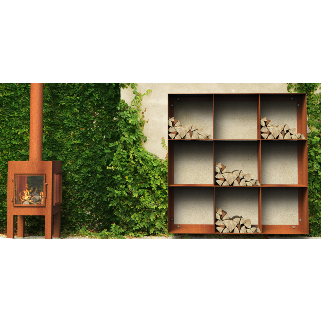 Forno Holzlager Cortenstahl 100x40x100cm.
