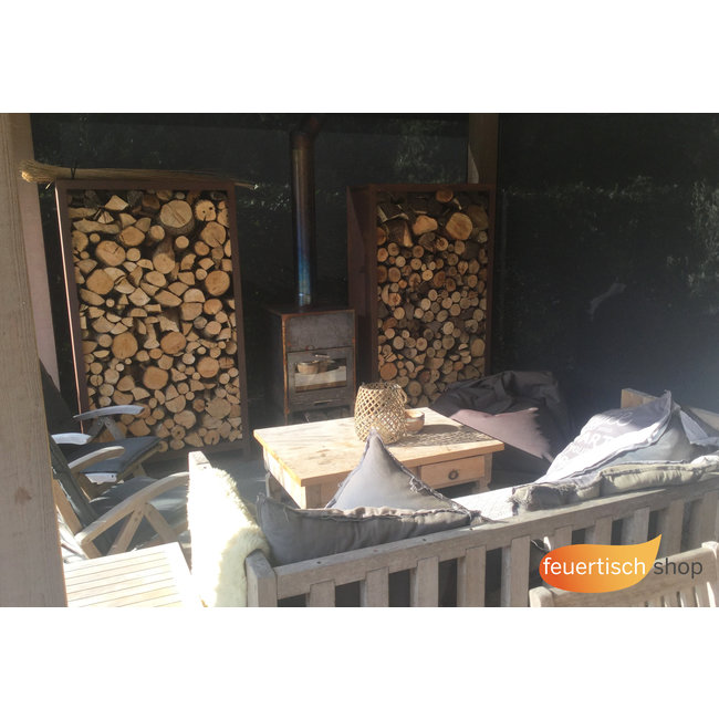 Forno Holzlager Cortenstahl 150x40x180cm.