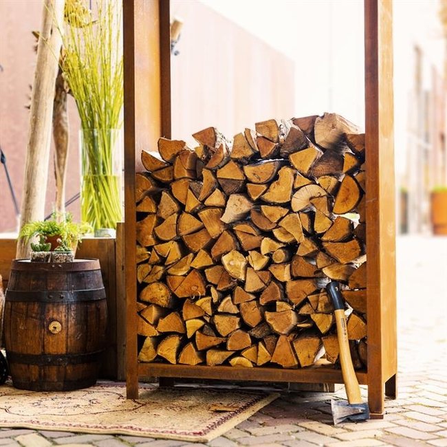 Forno Holzlager Cortenstahl 150x40x180cm.