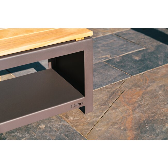 Forno Holzlager Anthrazit mit Holzsitz 200x40x43cm.