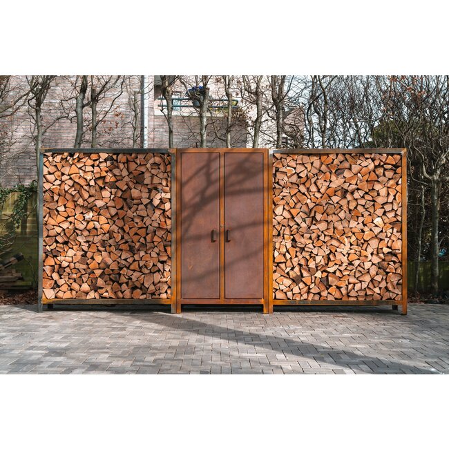 Forno Holzlager Cortenstahl 150x40x180cm.