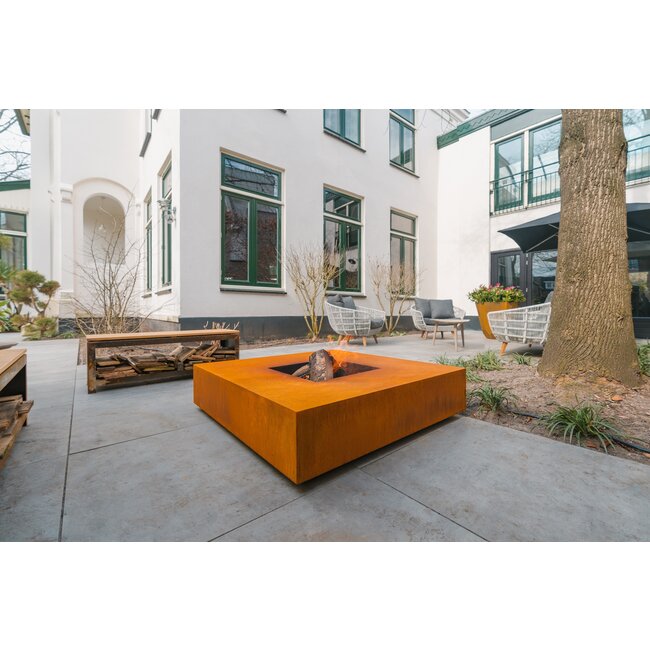 Forno Feuertisch Cortenstahl quadratisch inkl. Grillrost