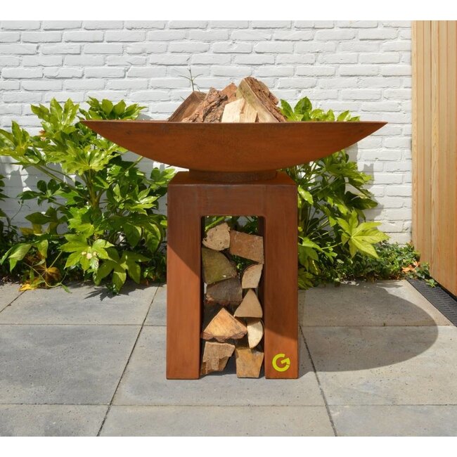 U-Sockel Cortenstahl 50x50x80cm.