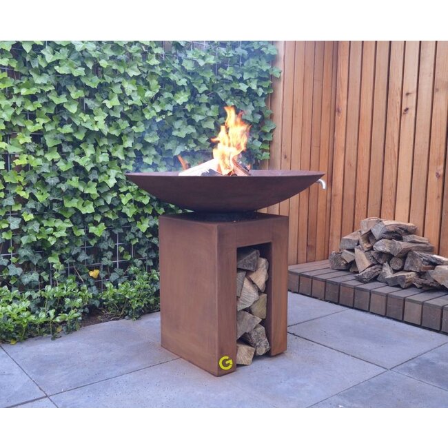 U-Sockel Cortenstahl 50x50x80cm.