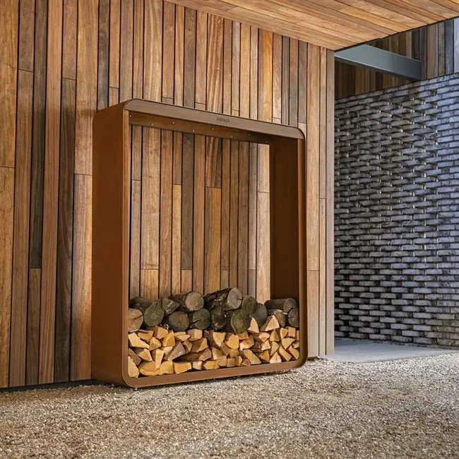 Forno SERRA Holzlager Cortenstahl 150x40x180cm.