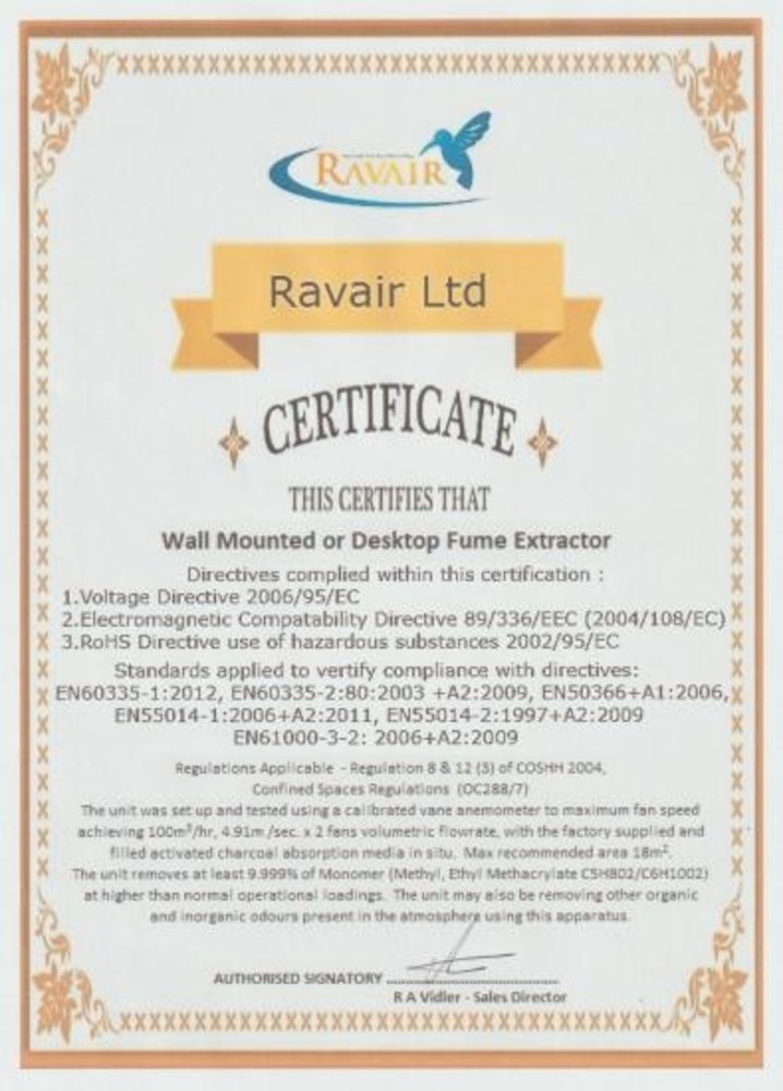Ravair RAVAIR Wall Mounted Fume Extractor Ravair RAVAIR Wall Mounted Fume Extractor