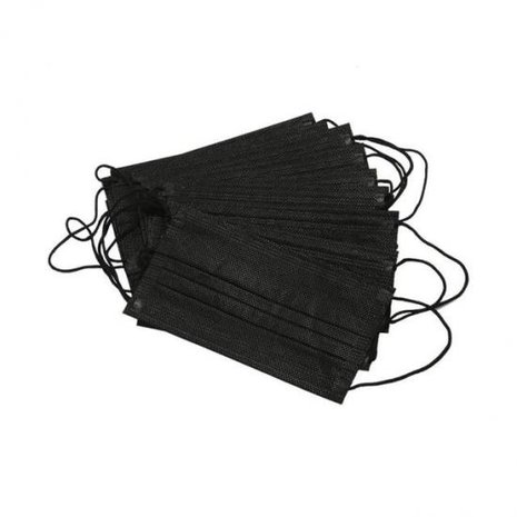 PBP Zwarte Mondmaskers Type IIR 3-laags 50 st PBP Zwarte Mondmaskers Type IIR 3-laags 50 st