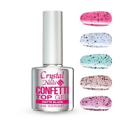 Crystal Nails Crystal Nails Confetti Top Gel Matte Black 4 ml TPO/HEMA vrij Crystal Nails Crystal Nails Confetti Top Gel Matte Black 4 ml TPO/HEMA vrij