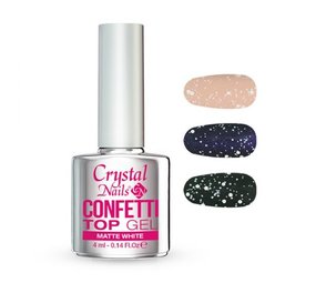 Crystal Nails Crystal Nails Confetti Top Gel Matte White 4 ml TPO/HEMA vrij Crystal Nails Crystal Nails Confetti Top Gel Matte White 4 ml TPO/HEMA vrij