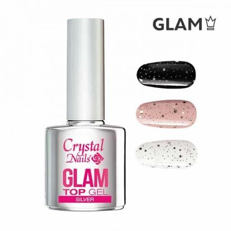 Crystal Nails Crystal Nails Glam Top Gel Silver 4 ml  *niet leverbaar*