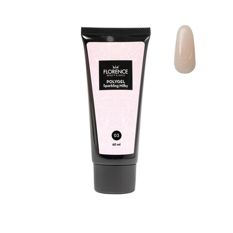 Florence Nails Florence Nails Polygel Sparkling Milky 60 ml - SALE Florence Nails Florence Nails Polygel Sparkling Milky 60 ml - SALE