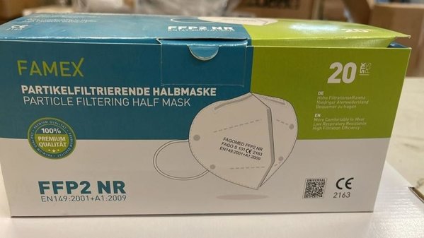 PBP FFP2 FAMEX Mondmaskers 20 stuks PBP FFP2 FAMEX Mondmaskers 20 stuks