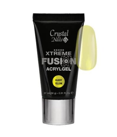 Crystal Nails Crystal Nails Xtreme Fusion AcrylGel Glassy Yellow 30 gr - TPO/HEMA vrij Crystal Nails Crystal Nails Xtreme Fusion AcrylGel Glassy Yellow 30 gr - TPO/HEMA vrij