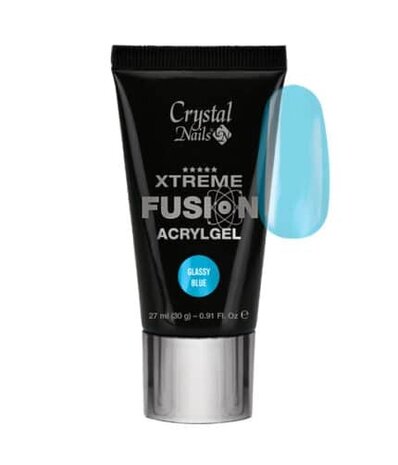Crystal Nails Crystal Nails Xtreme Fusion AcrylGel Glassy Blue 30 gr - TPO/HEMA vrij Crystal Nails Crystal Nails Xtreme Fusion AcrylGel Glassy Blue 30 gr - TPO/HEMA vrij
