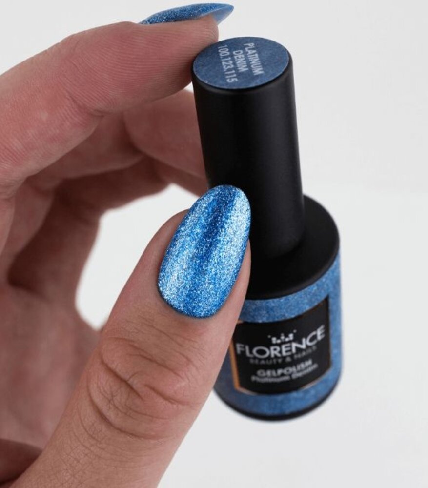 Florence Nails Florence Nails Glitter Gelpolish Platinum Denim 100.123.115-S  -  TPO/HEMA vrij Florence Nails Florence Nails Glitter Gelpolish Platinum Denim 100.123.115-S  -  TPO/HEMA vrij
