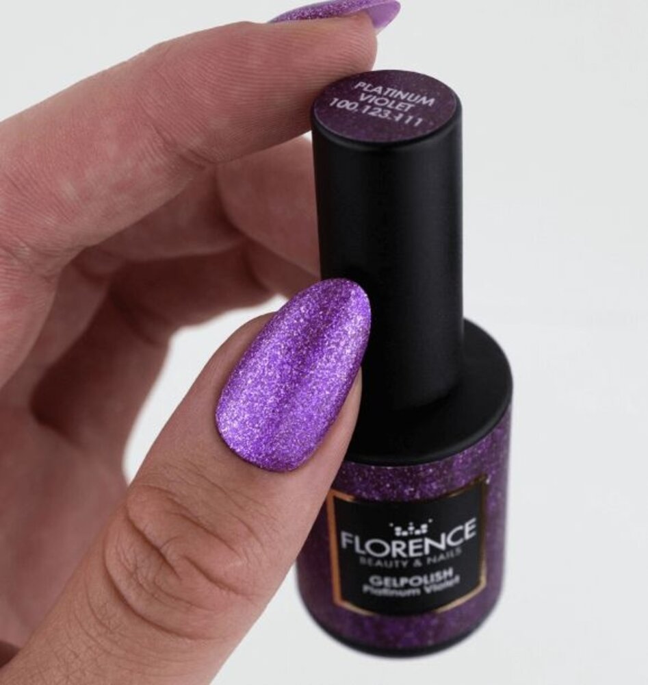 Florence Nails Florence Nails Glitter Gelpolish Platinum Violet 100.123.111-S - TPO/HEMA vrij Florence Nails Florence Nails Glitter Gelpolish Platinum Violet 100.123.111-S - TPO/HEMA vrij