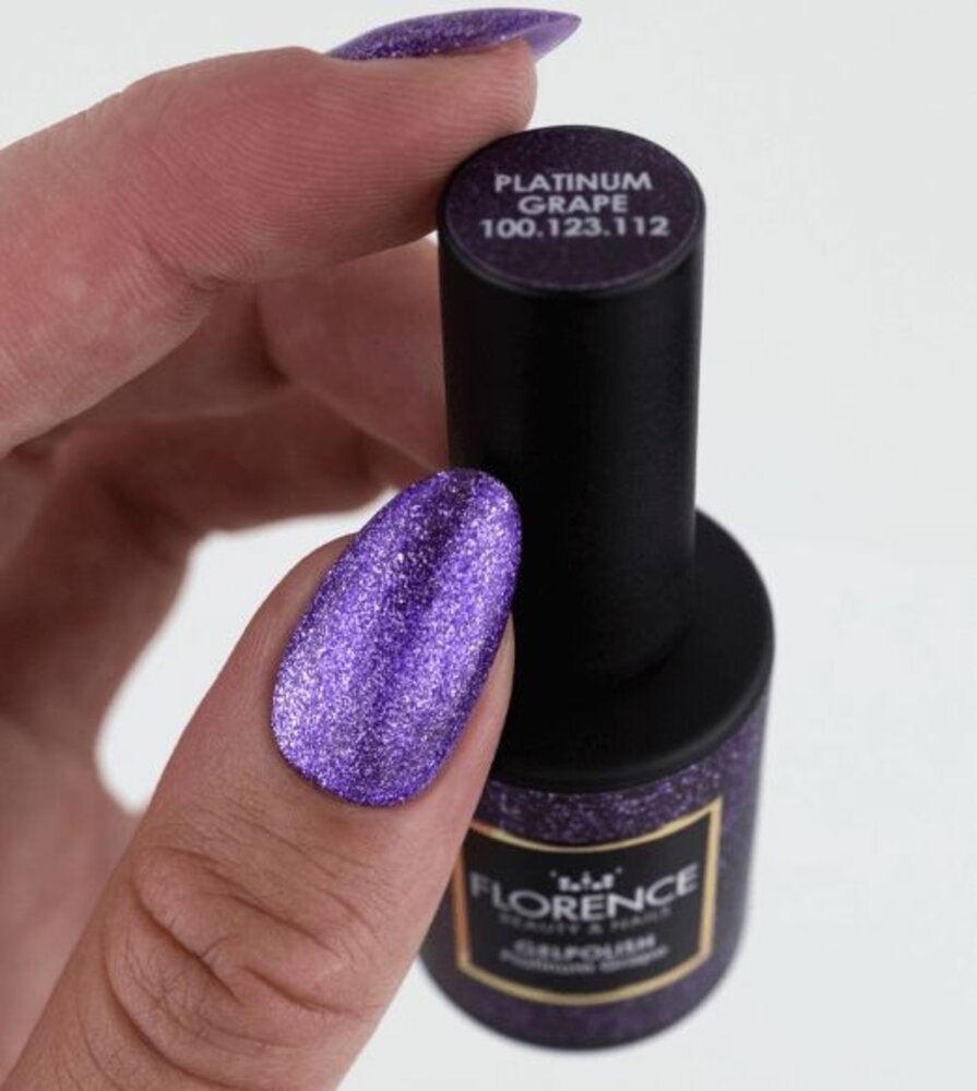 Florence Nails Florence Nails Glitter Gelpolish Platinum Grape  100.123.112-S  -  TPO/HEMA vrij Florence Nails Florence Nails Glitter Gelpolish Platinum Grape  100.123.112-S  -  TPO/HEMA vrij