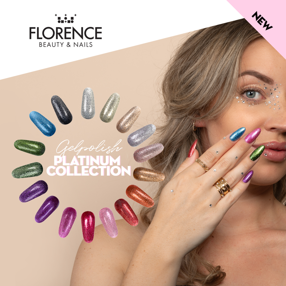 Florence Nails Florence Nails Glitter Gelpolish Platinum Bubblegum 100.123.110-S  -  TPO/HEMA vrij