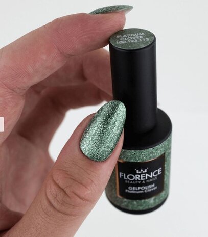 Florence Nails Florence Nails Glitter Gelpolish Platinum Clover  100.123.113-S  - TPO/HEMA vrij Florence Nails Florence Nails Glitter Gelpolish Platinum Clover  100.123.113-S  - TPO/HEMA vrij