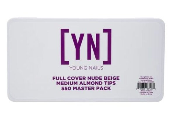 Young Nails Young Nails Full Cover Nude Beige Medium Almond Tips 550 stuks Young Nails Young Nails Full Cover Nude Beige Medium Almond Tips 550 stuks