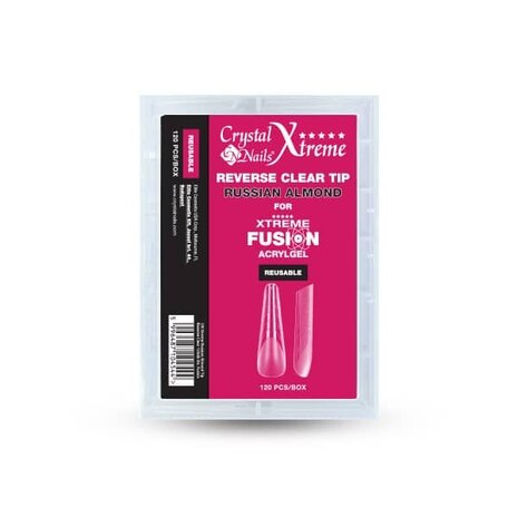 Crystal Nails Crystal Nails Xtreme Fusion AcrylGel Reverse Clear Tips Nr. 5 Russian Almond (120 pcs) OP=OP Crystal Nails Crystal Nails Xtreme Fusion AcrylGel Reverse Clear Tips Nr. 5 Russian Almond (120 pcs) OP=OP