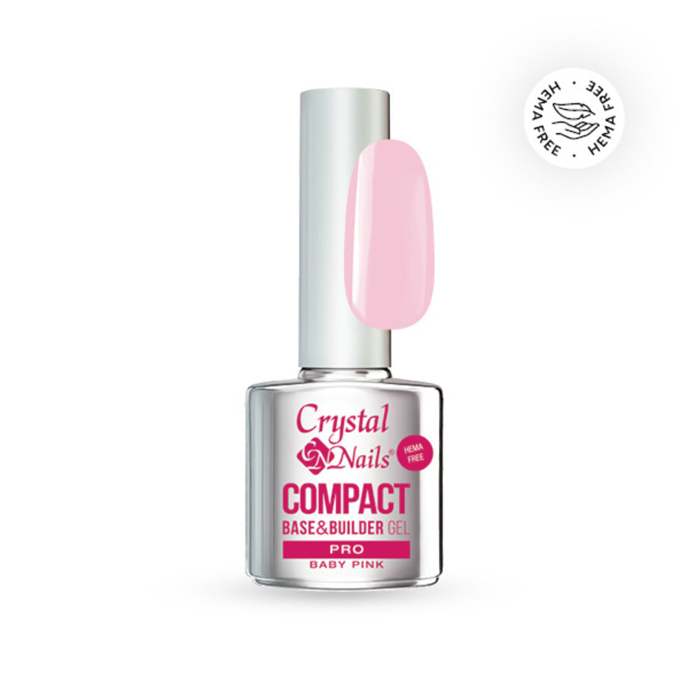 Crystal Nails Crystal Nails Compact PRO Base & Builder Baby Pink 13 ml TPO/HEMA vrij Crystal Nails Crystal Nails Compact PRO Base & Builder Baby Pink 13 ml TPO/HEMA vrij