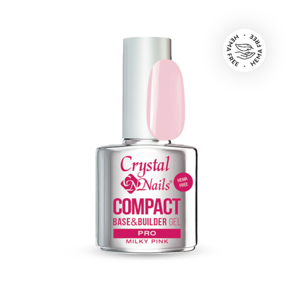 Crystal Nails Crystal Nails Compact PRO Base & Builder Milky Pink 13 ml TPO/HEMA vrij Crystal Nails Crystal Nails Compact PRO Base & Builder Milky Pink 13 ml TPO/HEMA vrij