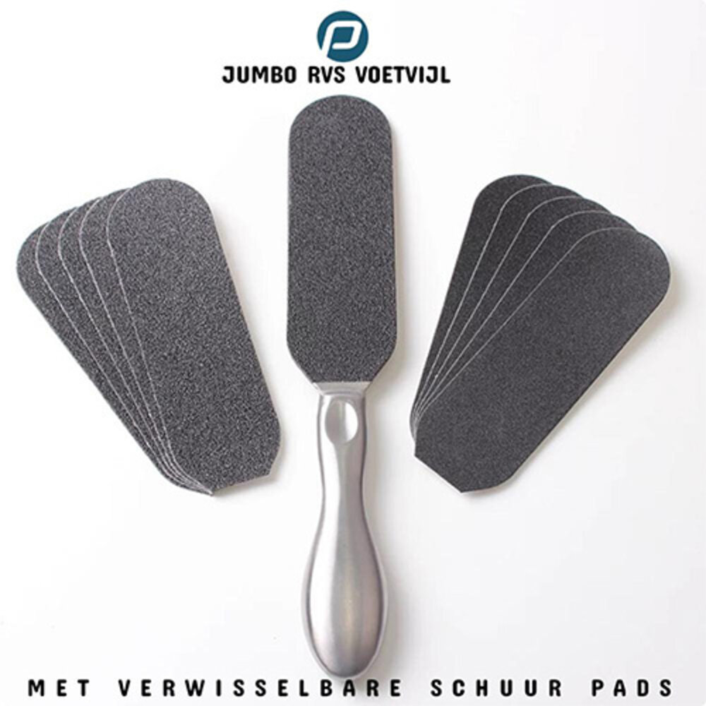 PBP Jumbo Voetvijl | Eeltvijl RVS + Eeltvijl Pads GROF 10 st