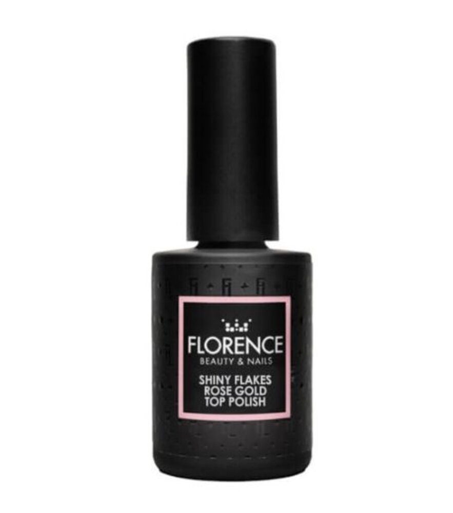 Florence Nails Florence Nails Shiny Flakes  Rose Gold Top Polish 10 ml