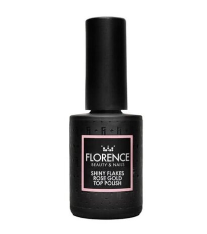 Florence Nails Florence Nails Shiny Flakes  Rose Gold Top Polish 10 ml