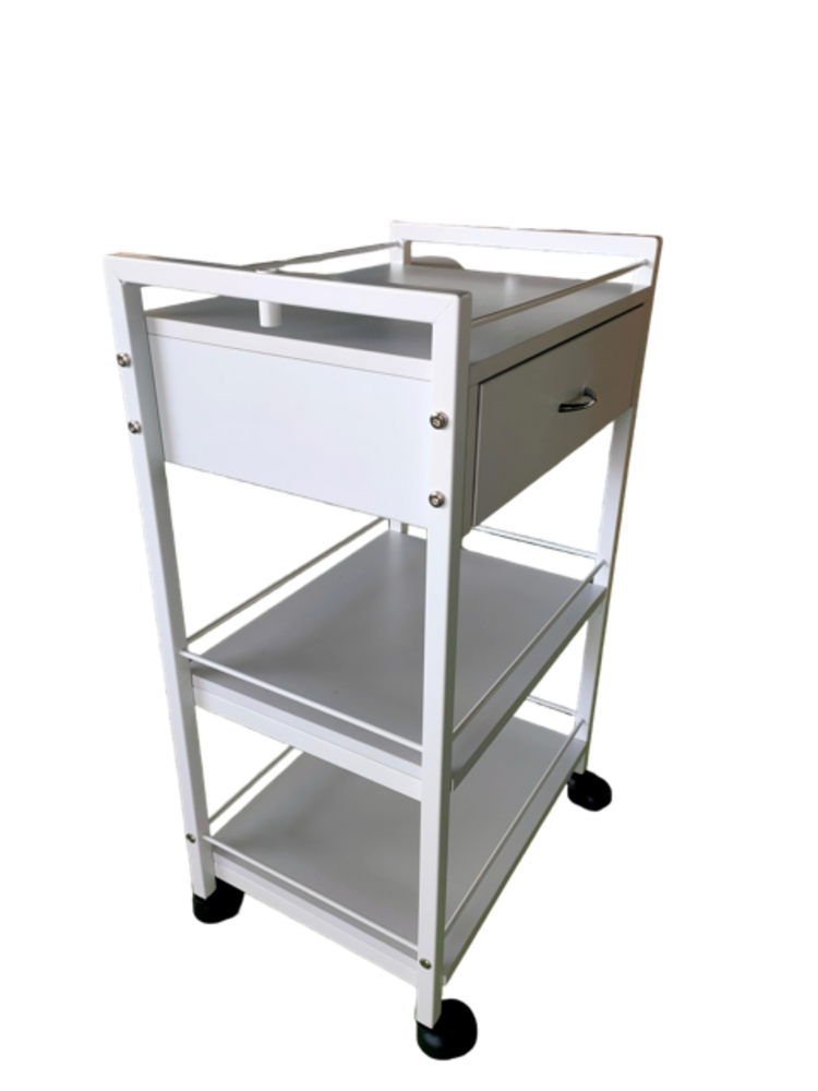 PBP Instrumenten Tafel | Salon Trolley ERNEY met 1 lade + 2 plateau's (inclusief verzending)
