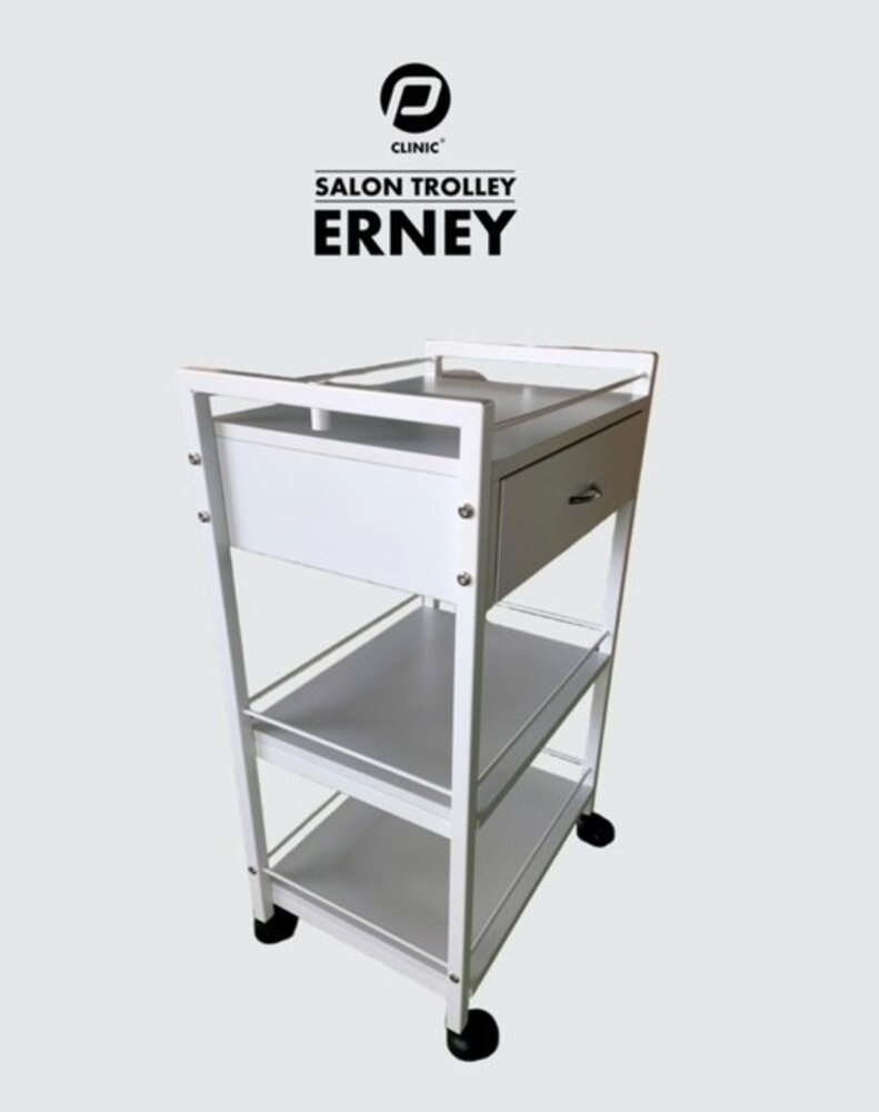 PBP Instrumenten Tafel | Salon Trolley ERNEY met 1 lade + 2 plateau's (inclusief verzending)