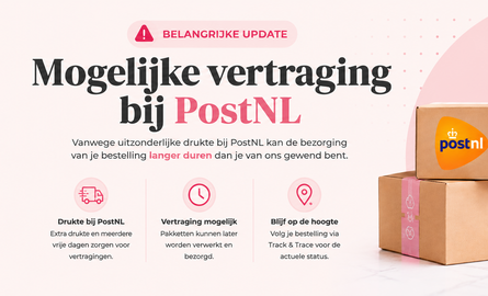 LET OP: mogelijke vertraging bij PostNL