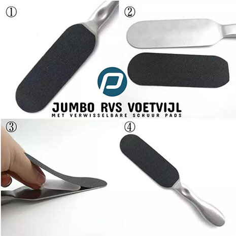 PBP Jumbo Voetvijl | Eeltvijl RVS + Eeltvijl Pads FIJN 10 st