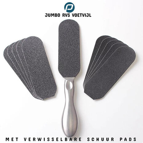 PBP Jumbo Voetvijl | Eeltvijl RVS + Eeltvijl Pads FIJN 10 st