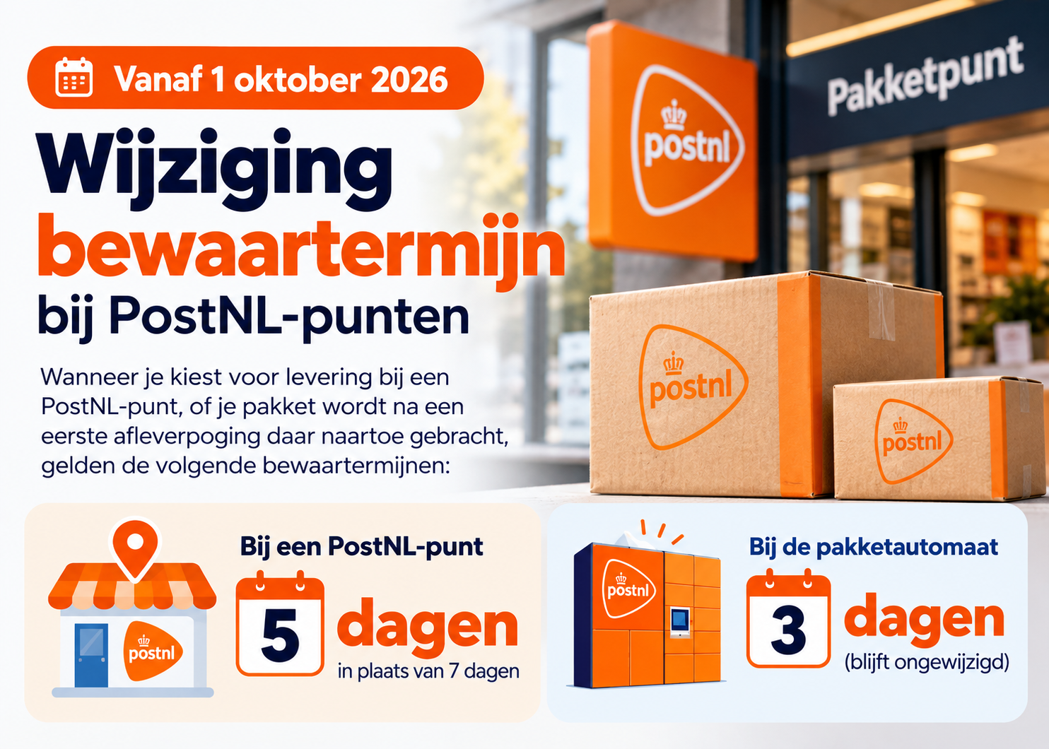 PostNL wijzigt bewaartermijn pakketten PostNL wijzigt bewaartermijn pakketten